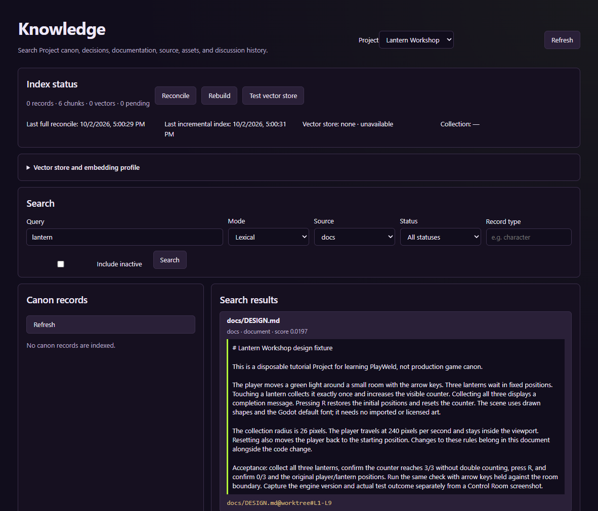 A Knowledge search hit with a citation to the project's design
