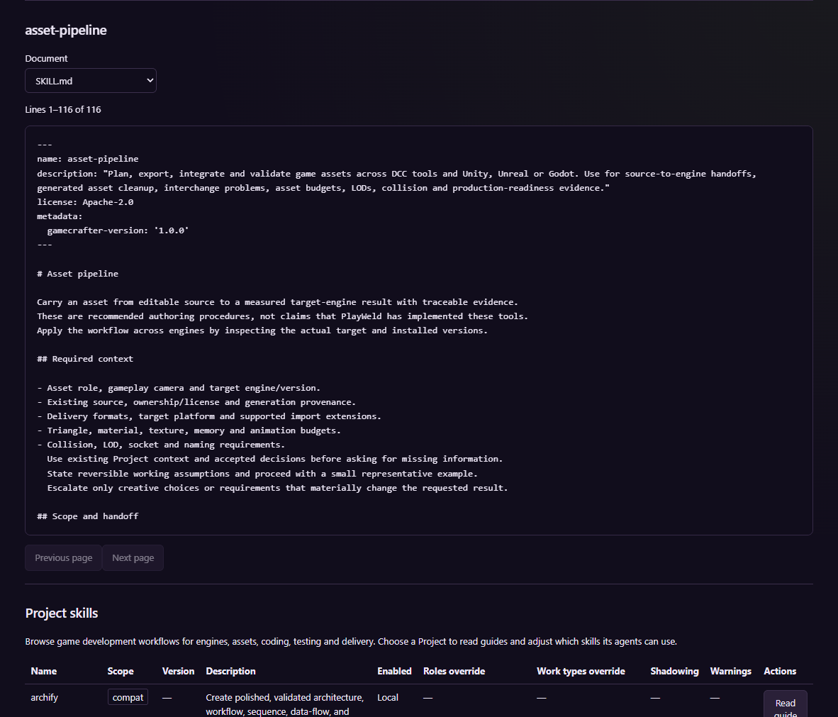 Bundled skills and their reading controls